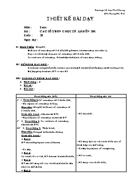 Bài giảng Môn : Toán bài : Các số tròn chục từ 110 đến 200