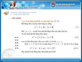 Bài giảng Tam thức bậc hai (tiếp theo)