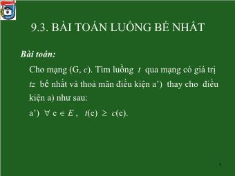 Bài giảng Toán 8: Bài Toán Luồng Bé Nhất