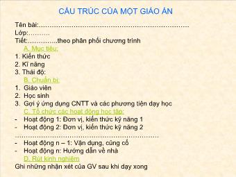 Cấu Trúc Của Một Giáo Án