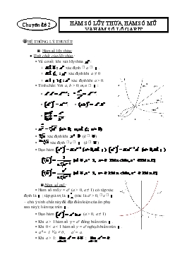 Chuyên đề Hàm số lũy thừa, hàm số mũ và hàm số lôgarít