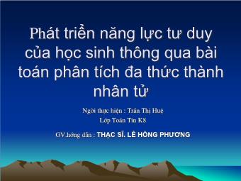 Chuyên đề Phát triển năng lực tư duy của học sinh thông qua bài toán phân tích đa thức thành nhân tử