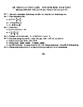 Đề khảo sát chất lượng đầu năm môn toán lớp 8 năm học 2009-2010
