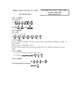Đề kiểm tra chất lượng học sinh giỏi năm học: 2009-2010