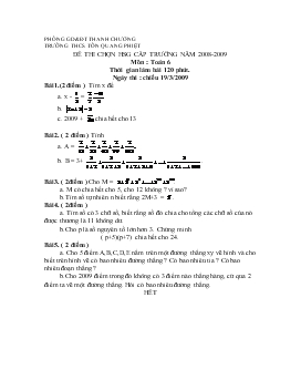 Đề thi chọn học sinh giỏi cấp trường năm 2008 - 2009 môn : toán 6 thời gian làm bài 120 phút