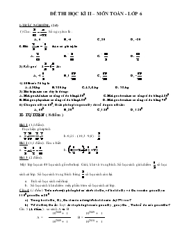 Đề thi học kì II – môn toán - Lớp 6