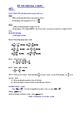 Đề thi học kì II toán 6 (2008 - 2009)