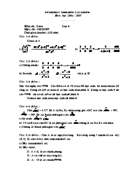 Đề thi học sinh giỏi cấp trường năm học 2006 - 2007