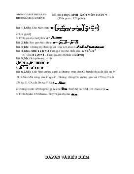 Đề Thi Học Sinh Giỏi Môn Toán 9 Trường THCS An Bình
