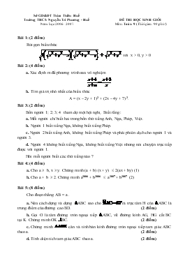 Đề Thi Học Sinh Giỏi Môn Toán 9 Trường THCS Nguyễn Tri Phương - Huế