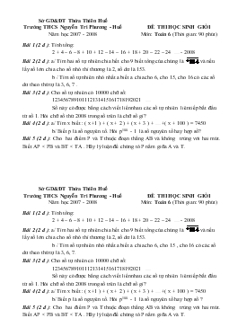 Đề thi học sinh giỏi năm học 2007 - 2008 môn: toán 6 (thời gian: 90 phút)