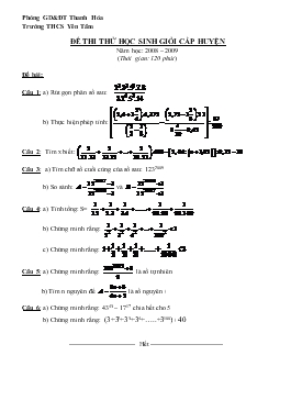 Đề thi thử học sinh giỏi cấp huyện năm học: 2008 – 2009 (thời gian: 120 phút)