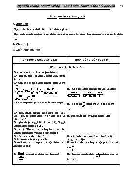 Giáo án Đại số 8 - Nguyễn Quang Phúc - Chương II: Phân thức đại số