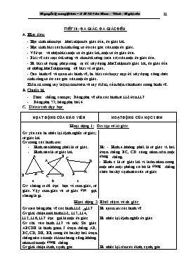 Giáo án Hình học 8 - Nguyễn Quang Phúc - Chương II: Đa giác - diện tích đa giác