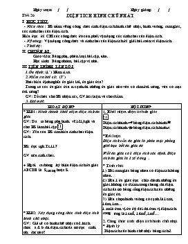 Giáo án Hình học 8 - Tiết 26: Diện Tích Hình Chữ Nhật