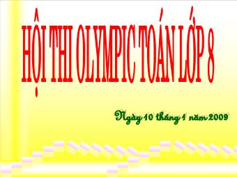 Hội Thi Olympic Toán Lớp 8 - Trường THCS Thành Công - Quận Ba Đình