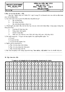 Kiểm tra giữa học kì II năm học 2010 -2011 môn : tiếng việt – lớp 5