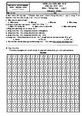 Kiểm tra giữa học kì II năm học 2010 -2011 môn : tiếng việt – lớp 2