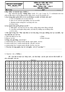 Kiểm tra giữa học kì II năm học 2010 -2011 môn : tiếng việt – lớp 4