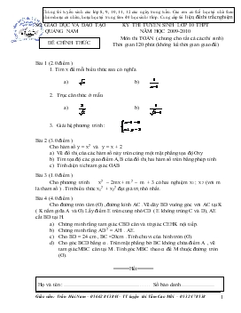 Kỳ thi tuyển sinh lớp 10   năm học 2009-2010 môn thi toán