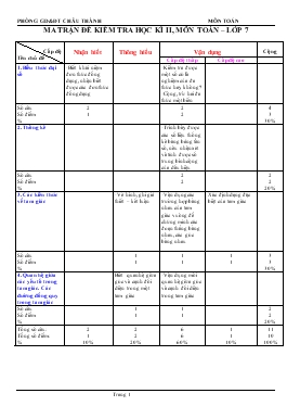 Ma Trận Để Kiểm Tra Học Kì II Môn Toán – Lớp 7