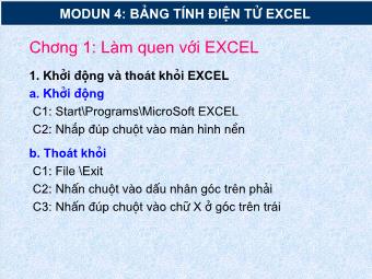 Modun 4: Bảng Tính Điện Tử Excel