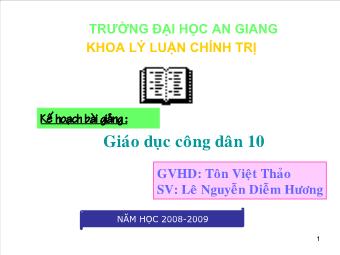 Bài giảng Giáo dục công dân lớp 10 - Bài 10: Quan Niệm Về Đạo Đức