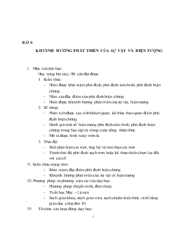 Giáo án Giáo dục công dân lớp 10 - Bài 6: Khuynh Hướng Phát Triển Của Sự Vật Và Hiện Tượng