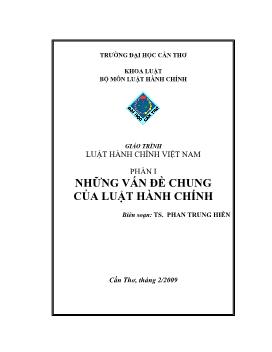 Giáo Trình Luật Hành Chính Việt Nam Phần I Những Vấn Đềchung Của Luật Hành Chính