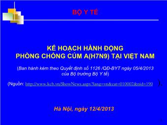 Kế Hoạch Hành Động Phòng Chống Cúm A (H7N9) Tại Việt Nam
