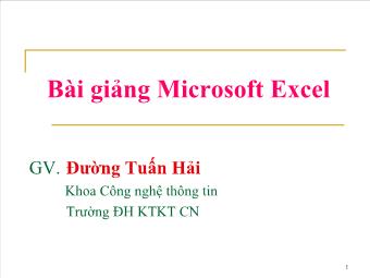 Bài giảng Microsoft Excel