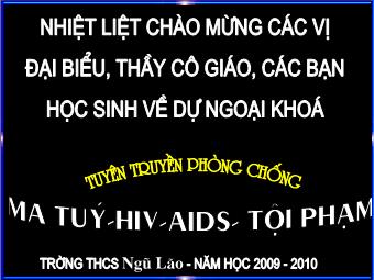 Bài giảng Ngoại khóa: Tuyên Truyền Phòng Chống Ma Tuý-HIV-AIDS- Tội Phạm