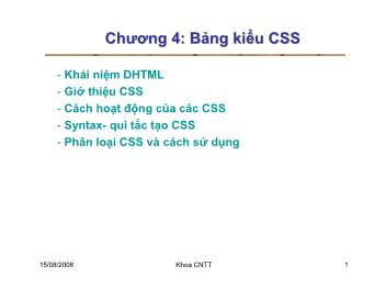 Bài giảng Thiết kế Web - Chương 4: Bảng kiểu CSS