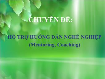 Chuyên đề Hỗ trợ hướng dẫn nghề nghiệp (mentoring, coaching)
