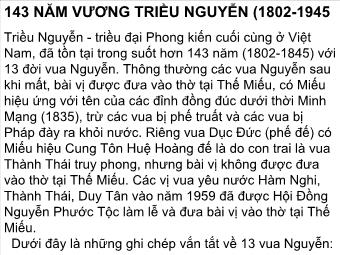 143 năm Vương triều Nguyễn (1802 - 1945)