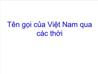 Tên gọi của Việt Nam qua các thời