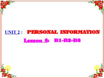 Bài giảng Tiếng Anh lớp 7 - Unit 2: Personal information