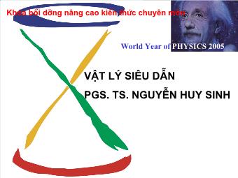 Bài giảng Vật lý siêu dẫn - Nguyễn Huy Sinh
