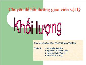 Chuyên đề bồi dưỡng giáo viên Vật lý - Khối lượng