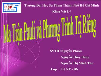 Ma trận pauli và phương trình trị riêng