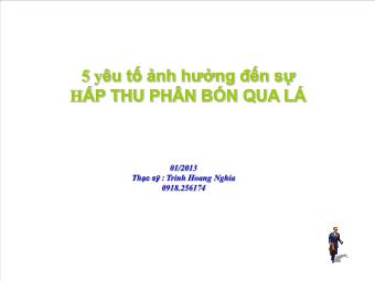 5 yêu tố ảnh hưởng đến sự hấp thu phân bón qua lá