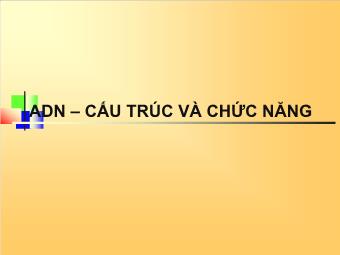 ADN – cấu trúc và chức năng