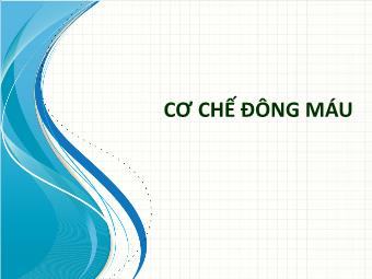 Bài giảng Cơ chế đông máu