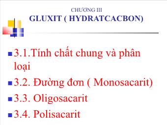 Bài giảng Hóa Sinh - Chương III: Gluxit ( hydratcacbon)