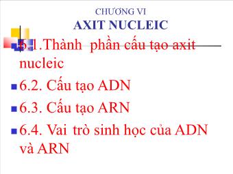 Bài giảng Hóa Sinh - Chương VI: Axit nucleic