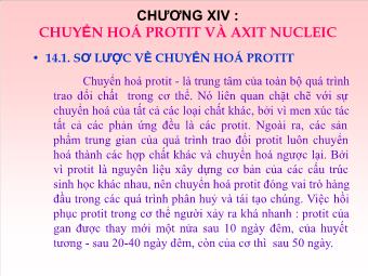 Bài giảng Sinh hóa động - Chương XIV: Chuyển hoá protit và axit nucleic