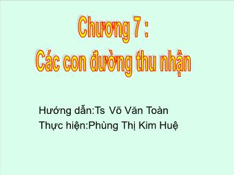 Báo cáo Chương 7: Các con đường thu nhận năng lượng hoá học