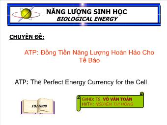 Chuyên đề ATP: đồng tiền năng lượng hoàn hảo cho tế bào