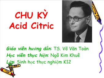 Chuyên đề Chu kỳ Acid Citric