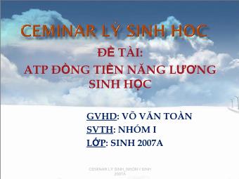 Đề tài ATP đồng tiền năng lương sinh học